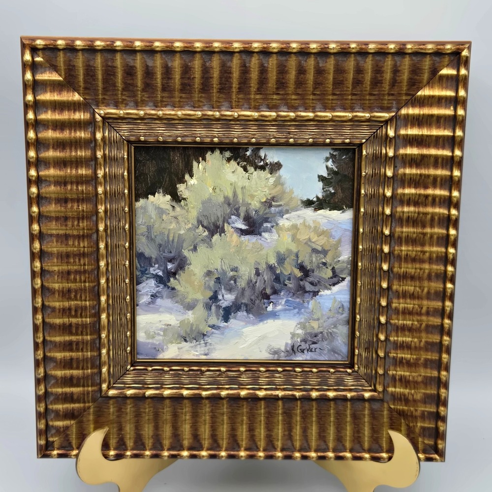 Fine Art Oil Painting Landscape Sage Brush Signed NV Artist Kathryn Grider 10x10